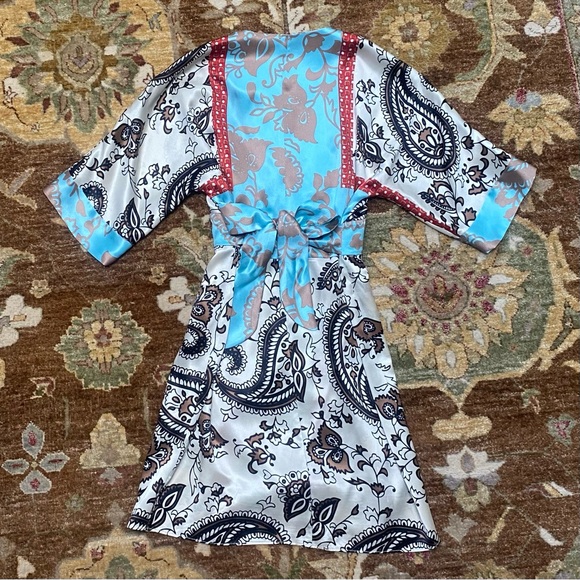 Y2K 100% Silk Paisley Mini Dress - Picture 2 of 7